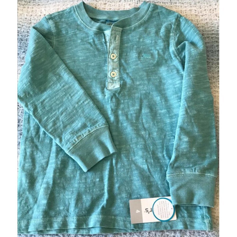 100% Cotton Carter's Kids Turquoise Blue Buttoned Sweater Shirt Top Size 4 NWT